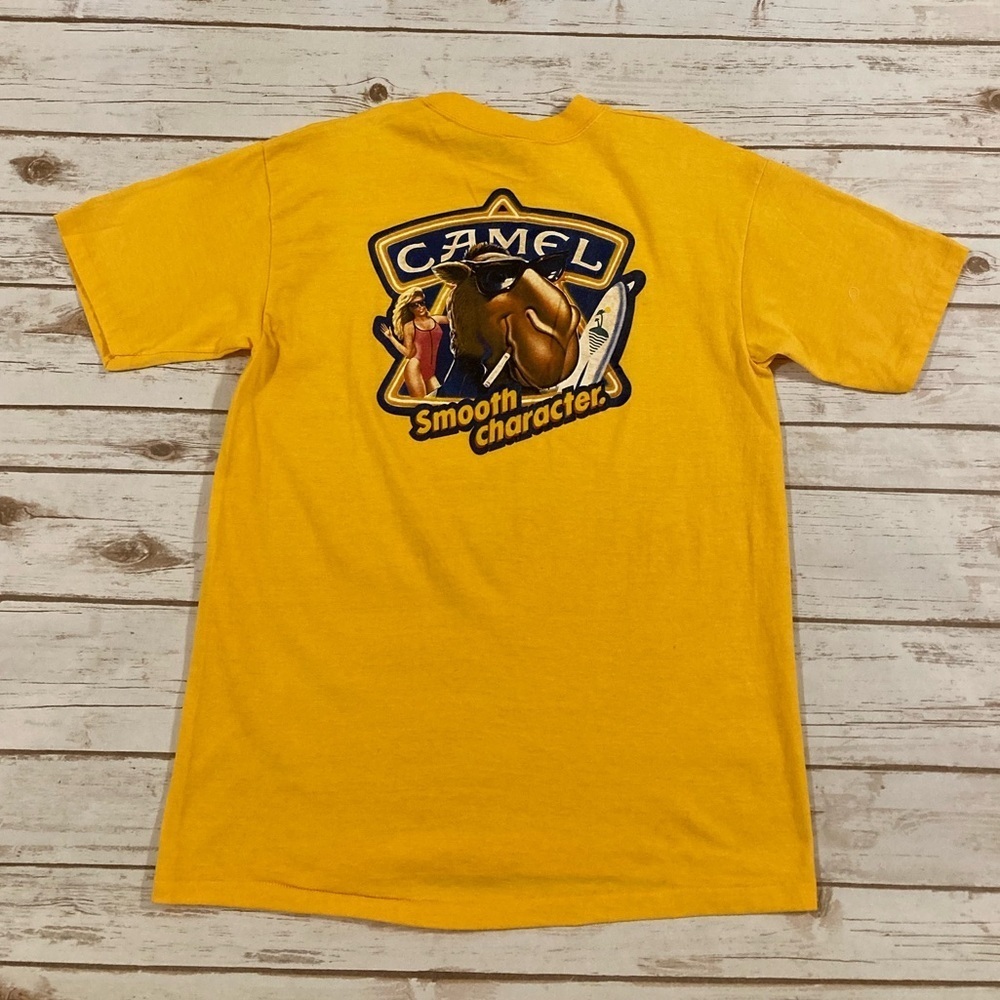 Vintage Camel Cigarettes Smooth Character Single Stitch Yellow T-Shirt Large - Picture 6 of 8